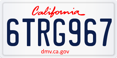CA license plate 6TRG967
