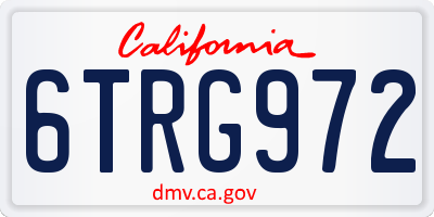 CA license plate 6TRG972