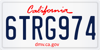 CA license plate 6TRG974
