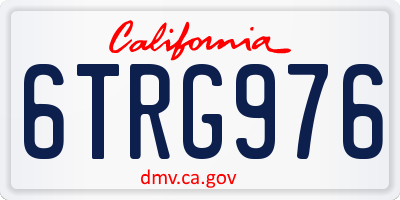 CA license plate 6TRG976