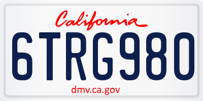 CA license plate 6TRG980