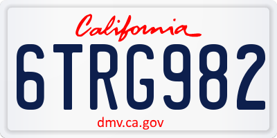 CA license plate 6TRG982