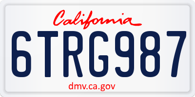 CA license plate 6TRG987