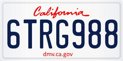 CA license plate 6TRG988