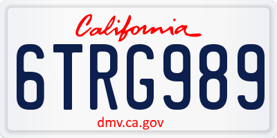 CA license plate 6TRG989
