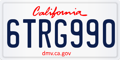 CA license plate 6TRG990