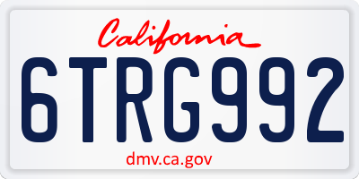 CA license plate 6TRG992