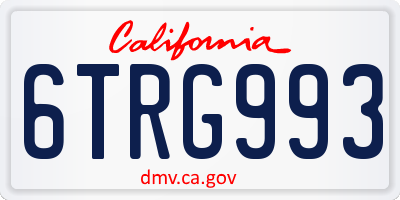 CA license plate 6TRG993