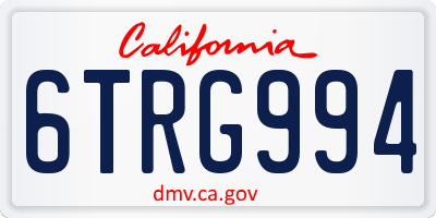 CA license plate 6TRG994