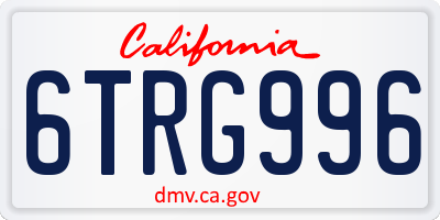 CA license plate 6TRG996