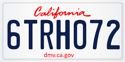CA license plate 6TRH072
