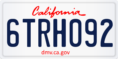 CA license plate 6TRH092