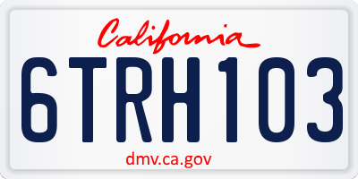 CA license plate 6TRH103