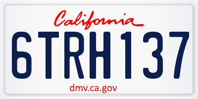 CA license plate 6TRH137