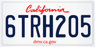 CA license plate 6TRH205