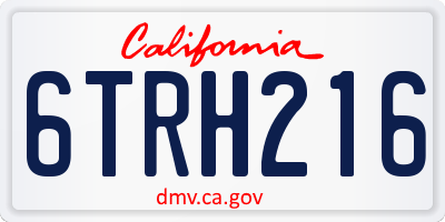 CA license plate 6TRH216
