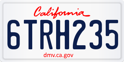 CA license plate 6TRH235