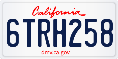 CA license plate 6TRH258