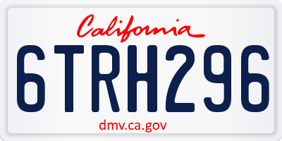 CA license plate 6TRH296