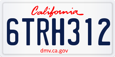CA license plate 6TRH312