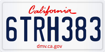 CA license plate 6TRH383