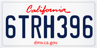 CA license plate 6TRH396