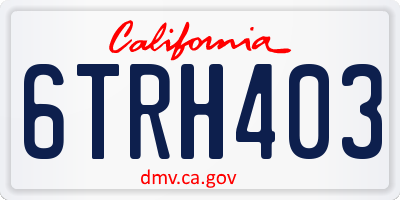 CA license plate 6TRH403