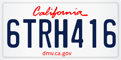CA license plate 6TRH416