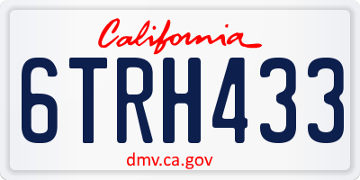 CA license plate 6TRH433