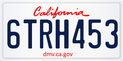 CA license plate 6TRH453