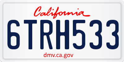 CA license plate 6TRH533