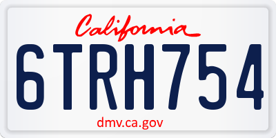 CA license plate 6TRH754