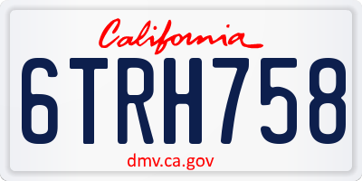 CA license plate 6TRH758