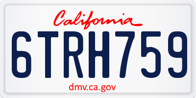 CA license plate 6TRH759