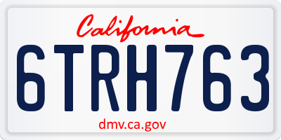 CA license plate 6TRH763