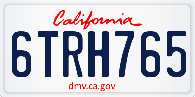 CA license plate 6TRH765