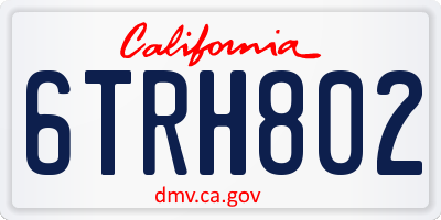 CA license plate 6TRH802