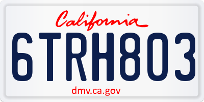 CA license plate 6TRH803