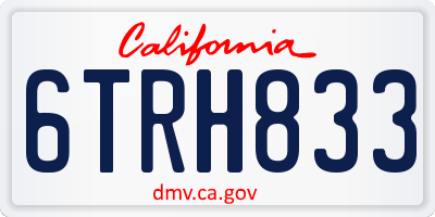 CA license plate 6TRH833