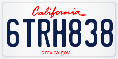 CA license plate 6TRH838