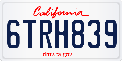 CA license plate 6TRH839