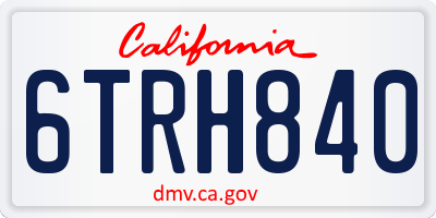 CA license plate 6TRH840