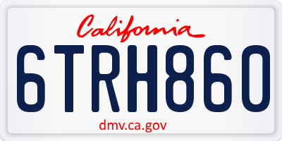 CA license plate 6TRH860