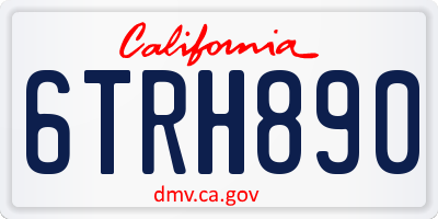 CA license plate 6TRH890