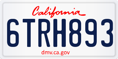 CA license plate 6TRH893