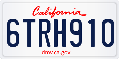 CA license plate 6TRH910