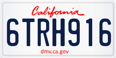 CA license plate 6TRH916