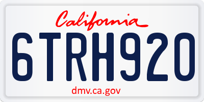 CA license plate 6TRH920