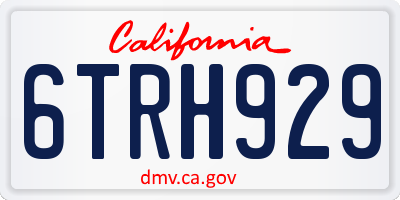 CA license plate 6TRH929