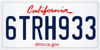 CA license plate 6TRH933